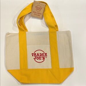 Trader Joe's Mini Canvas Tote Bag Yellow NWT